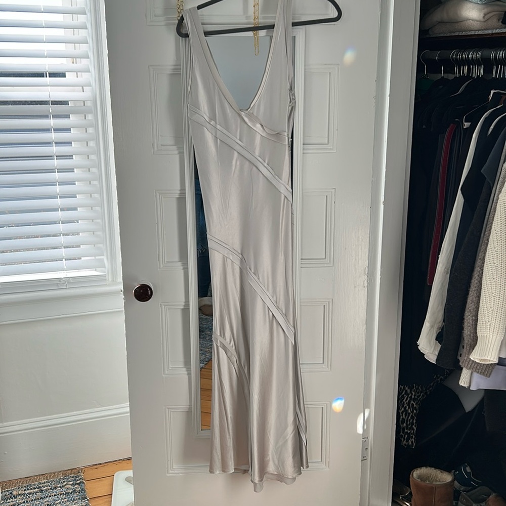 Zara. Beautiful silver slip dress